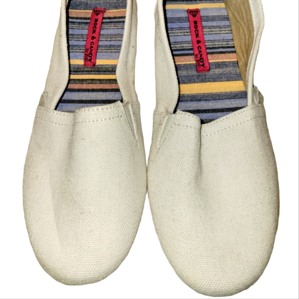 Rock and Candy, Flats, White shoes- colorful insides, Light weight, Women's 8.5